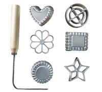 6Pcs Bunuelos Mold 6 Shape Bunuelos Mold with Handle Aluminium Alloy Maker DIY Interchangeable Cookie for Baking Cooking Frying