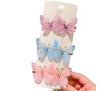 6PCS Butterfly Hair Clips Colorful Cute Butterfly Hair Clip with Rhinestones Small Y2K Fairy Butterfly Hair Accessories Barrettes for Birthday Christmas(3 Color Series)