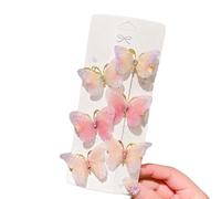 6PCS Butterfly Hair Clips Colorful Cute Butterfly Hair Clip with Rhinestones Small Y2K Fairy Butterfly Hair Accessories Barrettes for Birthday Christmas(Pink Series)