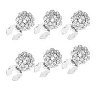 6PCS Button Covers, Detachable Rhinestone Button Covers for Women Blouses Crystal Decorative Clips Suitable for Within 12.5mm Buttons Jewelry for Jeans Sewing DIY Craft Women Men(Silver)