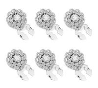 6PCS Button Covers, Silver Crystal Rhinestone Button Covers for Detachable Rhinestone Button Covers for Jeans Clothes Sewing DIY Arts and Crafts