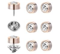 6PCS Button Pins Mini No Sew Crystal Buttons Anti Exposure Fixed Brooches Pin Backs Detachable Multi-Purpose Reusable Button Covers for Women Blouses (Silver, 0.51× 0.51 × 0.47 Inches)