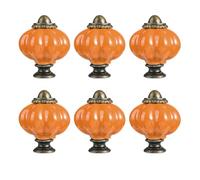 6Pcs Cabinet Pull Ceramic Dressers Knob Pumpkin Shape Drawer Door Pulls Handles Kitchen Bedroom Furniture Hardware Single Hole Drawer Handles Dressers Replacement