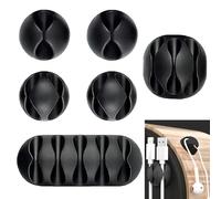 6Pcs Cable Buddy For Appliances Uk,Cable Clips White,Car Cable Tidy,Cable Management Clips,Wire Tidy Clips,Flat Cable Clips Management For Pc,Usb Charging Cable,Home,Office,Car-Self Adhesive (BALCK)