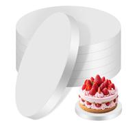 6Pcs Cake Boards, 8inch Round Gold Cake Board, Round Shape Cakes Cardboard Rounds Base, White Edges, Waterproof and Oil-Proof Corrugated Cardboard for Wedding Party & Festivals Dessert DIY