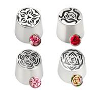6PCS Cake Decor Piping Tips, 2025 New Extra Large Russian Piping Tips, Stainless Steel Rose Tulip Icing Tips Set, Cake Decorating Tips for Cupcake, Dessert, Biscuit Piping(4PCS)