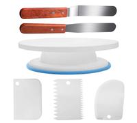 6Pcs Cake Decorating Kit Kitchen Cake Decorating Turntable Cake Rotating Display Stand with Scraper DIY Tool Cake Decorating Turntable with Cake Turntable, Cake Scrappers, Spatulas,Offset Spatula