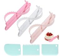 6PCS Cake Decorating Tools with Graduated Scale, Adjustable Fondant Cake Arc Ruler, Plastic Cakes Scraper Buttercream Smoother, Decorative Marking Divider, for Home Baking, Dessert Shops, Beginners