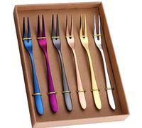 6pcs Cake Fruit Forks Stainless Steel Mini Forks for Dessert Snack Salad Pastry Ice Cream