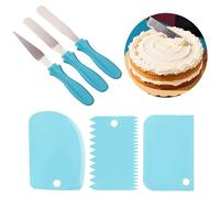6PCS Cake Scraper Set, 3 Metal Cake Scraper & 3 Plastic Cream Scraper,Baking Tools Cake Scrapers Buttercream Smoother, Pastry Scraper, Food Scrapers for Kitchen Baking, Icing, Cupcakes