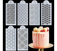 6PCS Cake Stencils Set, Reusable Plastic Hollow Floral Design Cake Buttercream Dessert Decorating Templates Tools Molds Kits for Birthday Wedding Party