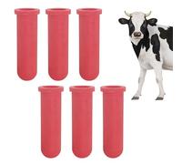 6PCS Calf Feeder Pacifier Teats Soft Rubber Feeding Teats for Cattle Horse Donkey Nursing Bottle Nipples Farm Animal Feeding Supplies (RED)