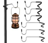 6Pcs Camping Light Hook Stainless Steel Travelling Lantern Hanger Outdoor Non Slip Tent Light Hanger Pole Post Hook 3 Big + 3 Small S Shape Lamp Tree Hook for Patio Light Rubbish Bags Bird Feeder