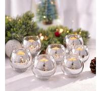6Pcs Candle Holders, Mercury Glass Tealight Candle Jars Decorative for Wedding, Christmas, Party, Anniversary, Holiday, Home Table Centerpieces(6, Silver)