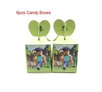 (6pcs-Candy Boxes) Minecraft Party Supplies Tableware Banners Balloon
