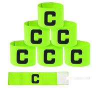 6PCS Captain Armbands, 7x33cm/2.75x13inch Black Soccer Captain Armband Adjustable Leader Armband Team Sport Armbands Football Basketball Player Band for Adult Youth Soccer Volleyball Team, Green