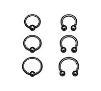 6PCS Captive Ring,Horseshoe Earrings 16g 6mm 8mm 10mm 3mm Ball Cartilage Septum Nose Earrings Piercing Jewelry Pick Color, Stainless Steel, no gemstone