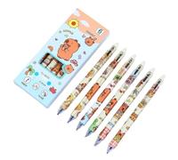 6Pcs Capybara Pens, Animal Cute Erasable Retractable Friction Pens, 0.5mm Blue Fine Tip Blue Ink Rollerball for Smooth Writing, Kawaii Stationery for School, Office, Journaling Gifts(Dream True)