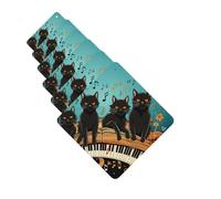 6Pcs Car Air Fresheners Cards Cats lying on the piano keyboard Hanging Fragrance Scented Cards Lasting Scent Car Aromatherapy Tablets Auto Rearview Mirror Pendant for Wardrobe Shoe Cabinet