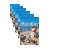 6Pcs Car Air Fresheners Cards Long Lasting Double Sided Hanging Fragrance Scented Card Sand Snowman on Beach Car Aromatherapy Tablets Auto Rearview Mirror Pendant for Men Women
