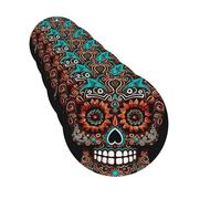 6Pcs Car Air Fresheners Cards Long Lasting Double Sided Hanging Fragrance Scented Card Sugar Skulls Day of the Dead Car Aromatherapy Tablets Auto Rearview Mirror Pendant for Men Women