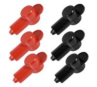 6pcs Car Battery Terminal Covers, Silicone Cable Terminal Bolt Covers Protector Boot Alternator Battery Stud Power Terminal Connector with Cap Blocks Fits 10-2AWG Wire (3 Red & 3 Black)