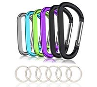 6PCS Carabiner Caribeaner Clip,3" Large Aluminum D Ring Shape Carabeaner Keychain Hook