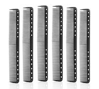 6Pcs Carbon Fine & Medium Tooth Heat Resistant Fiber Combs - Professional Barber Hair Stylist All Purpose Hair Cutting Combs for Man and Woman Clipper Cuts, Home Salon