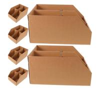 6pcs Cardboard Storage Bins with Divider, Folding Stackable Organiser | Corrugated Paper Build, Broad Label Surfaces, Open Top Design, for Warehouse Racks and Workbench Sorting