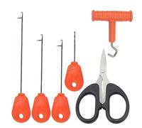 6Pcs Carp Fishing Baiting Rigs Tool Kit Set, Carp Fishing Tackle Kit, Including Hook Needle, Driller, Knot Puller, Fishing Braid Line Scissors