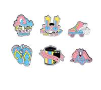 6pcs Cartoon Glasses Enamel Pins Set for Jackets Clothes Bag Funny Angel Skating Shoes Brooches Lapel Pins Badges Accessory for Women Girls Kids Gift