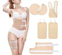 6Pcs Castor Oil Pack Wrap Kit Organic Castor Oil Compression Wrap Castor Oil Compress Pads Organic Cotton for Liver Detox Insomnia Constipation Anti Oil Leak (Khaki)