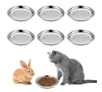 6Pcs Cat Bowls, 304 Stainless Steel Whisker Friendly Shallow Cat Bowls, 5.5 Inch Shallow Whisker Fatigue Relief Kitten Bowls, Stackable Flat Pet Food Bowl for Cats, Kittens, Small Dog, Dishwasher Safe
