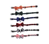 6Pcs Cat Collars Bow Tie with Bell, Breakaway Kitten Collar, Cute Plaid Design Adjustable Pet Collars for Cats