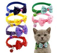 6Pcs Cat Collars with Bow Tie and Bell Quick Release Cat Collar Breakaway Colorful Cat Collars Quick Release Adjustable Collar Reflective Cat Bow Tie Collars for Cats and Small Dogs Pet Supplies