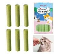 6PCS Cat Grass Teething Stick Cat Grass Sticks for Indoor Cats, Cat Dental Sticks Cat Chew Sticks Cat Teeth Cleaning Treats Natural Grass Catnip Sticks Catnip Toys Sticks for Hairball Removal