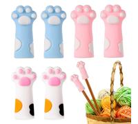 6pcs Cat Paw Knitting Needle Stoppers, Silicone Cute Knitting Needle Point Cap Protectors Stitch Stoppers Needle Tip Covers Knitting Accessories for Size 11-17 (0.31-0.5 Inch) Needles