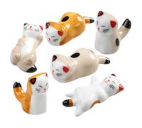 6pcs Cat Shape Ceramic Chopstick Rest for Dining Room Tabletop