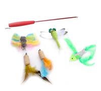6PCS Cat Toy Inter Toys Variety Pack Set Including Feather Teaser Dragonfly Birds Animals Having Fun Exerciser Playing for Pet Birthday Gift