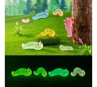6PCS Caterpillar Mini Worm Glow in The Dark Figurine,Each Color 1Pcs | Rose Red,Orange,Purple,Blue,Green,Cute Miniature Ornaments for Garden Decoration Accessories DIY Craft Micro Landscape