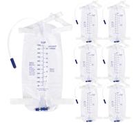 6Pcs Catheter Leg Bags 1000ml Urinary Drainage Bag for Men Women Urine Collection Bag Anti-Reflux Cross Valve with Cloth Straps to Attach to Your Foot