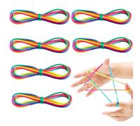 6Pcs Cats Cradle String, 63 inch Finger Game String, String Toy Supplies, Rainbow Color