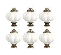 6Pcs Ceramic Dressers Knob Kitchen Cabinet Door Handle Wardrobe Pulls Pumpkin Shape Drawer Furniture Hardware Furniture Handles and for Dressers Modern