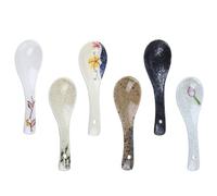 6pcs Ceramic Soup Spoon Japanese Rice Porridge | Smooth Polished Surface, Easy Cleaning, Space Saving Storage, Suitable for Home Cooks, Caterers, Restaurants and Random Color