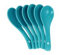 6pcs Ceramic Soup Spoons for Rice and Dessert, Green Handheld
