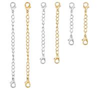 6PCS Chain Extender Choker, Anti-Allergy Stainless Steel Bracelet Extender with Lobster Claw Clasp, Necklace Extender Silver and Gold,Stainless Steel Necklace Extension for Anklet DIY Jewellery Making