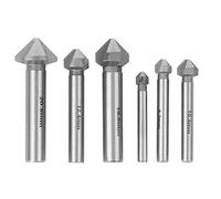 6pcs Chamfer Cutter Round Shank 3 Edged 90 Degree High Speed Steel Countersink Drill Bit Set Wood Cutter Accessory