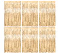 6pcs Champagne Foil Curtain, 3.2ft x 6.5ft Champagne Tinsel Curtains, Tinsel Foil Fringe Curtain, Glitter Party Curtain, Fo Il Backdrop For Party Birthday Baby Shower, Holiday Backdrop Decoration