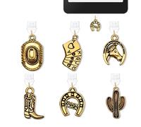 6PCS Charms for Kindle Western Cowboy Dust Plug Charm,E-Reader Accessories Charm,Compatible with Kindle Tablets and Phone Type C Charging Ports,Gifts for Mom Sister Teacher Friends Reader Booklovers