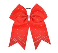 6pcs Cheer Hair Bows Bow Ties Solid Color Big Glitter Swallow Tail Bowknots Ropes Large Headwear For Girls For Holiday(Red)